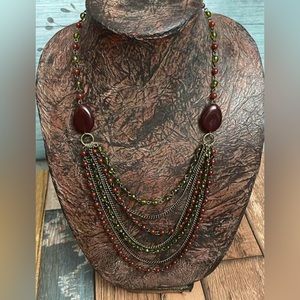 Retro Avon Layered Necklace & Earrings Set